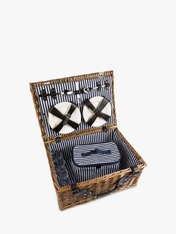 Navigate Three Rivers 4 Person Willow Wicker Filled Picnic Hamper, Navy/Natural - view 2, Navy