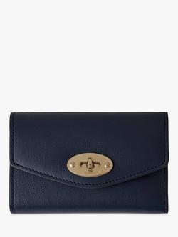 Mulberry Darley Folded Multi-Card Micro Classic Grain Leather Wallet, Nigh Sky