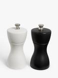 John Lewis Rubber Wood Salt & Pepper Mills, Set of 2, Black/White