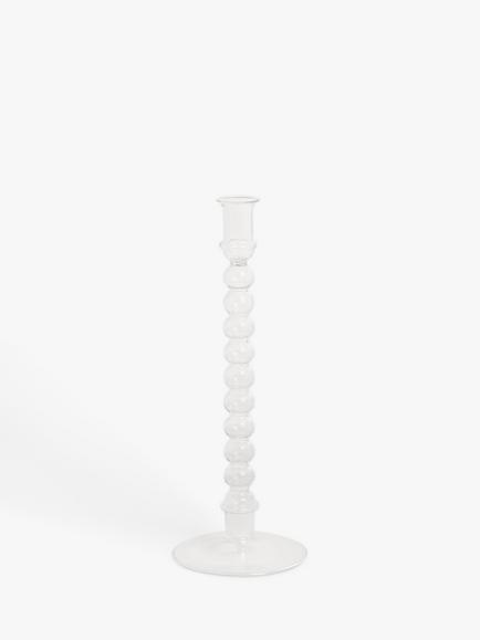 John Lewis Glass Bobbin Candlestick Holder, Clear
