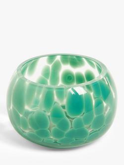 John Lewis Confetti Glass Tealight Holder, Green, Green