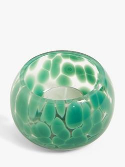 John Lewis Confetti Glass Tealight Holder, Green - view 2, Green