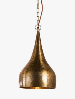 nkuku Quinn Statement Hammer Metal Pendant Ceiling Light, Metallic, Metallic