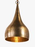 nkuku Quinn Statement Hammer Metal Pendant Ceiling Light, Metallic