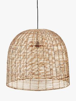 nkuku Noko Wicker Dome Pendant Ceiling Light, Natural, 