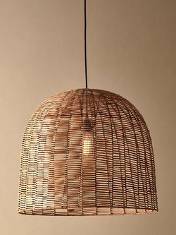 nkuku Noko Wicker Dome Pendant Ceiling Light, Natural - view 2, 