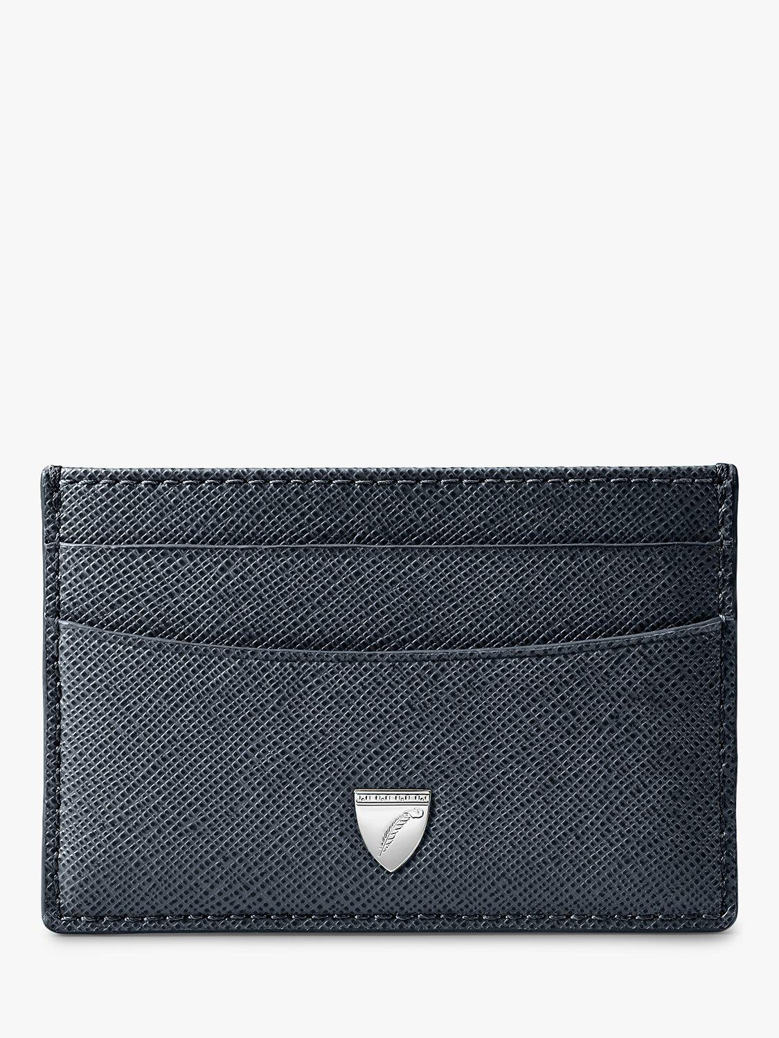 Product image 1 of 3, which shows Aspinal of London Saffiano Leather Slim Credit Card Holder, Navy