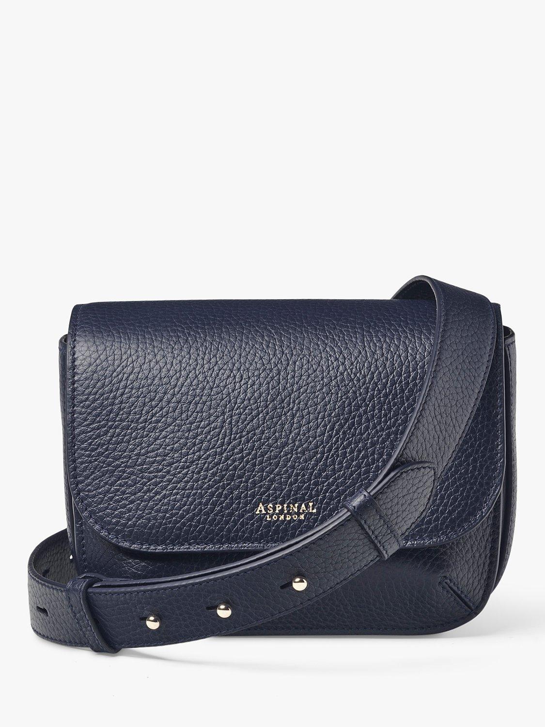 Product image 1 of 6, which shows Aspinal of London Ella Pebble Leather Crossbody Bag, Navy