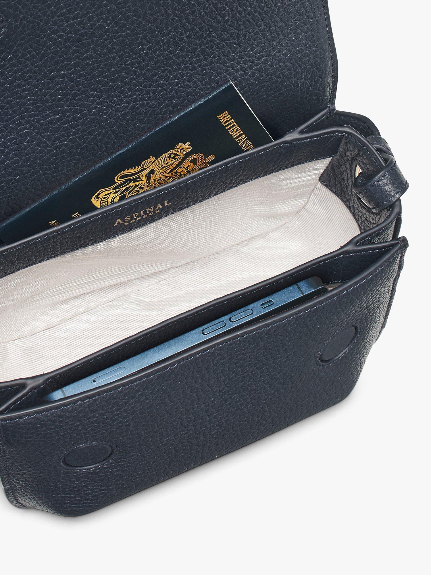 Product image 6 of 6, which shows Aspinal of London Ella Pebble Leather Crossbody Bag, Navy