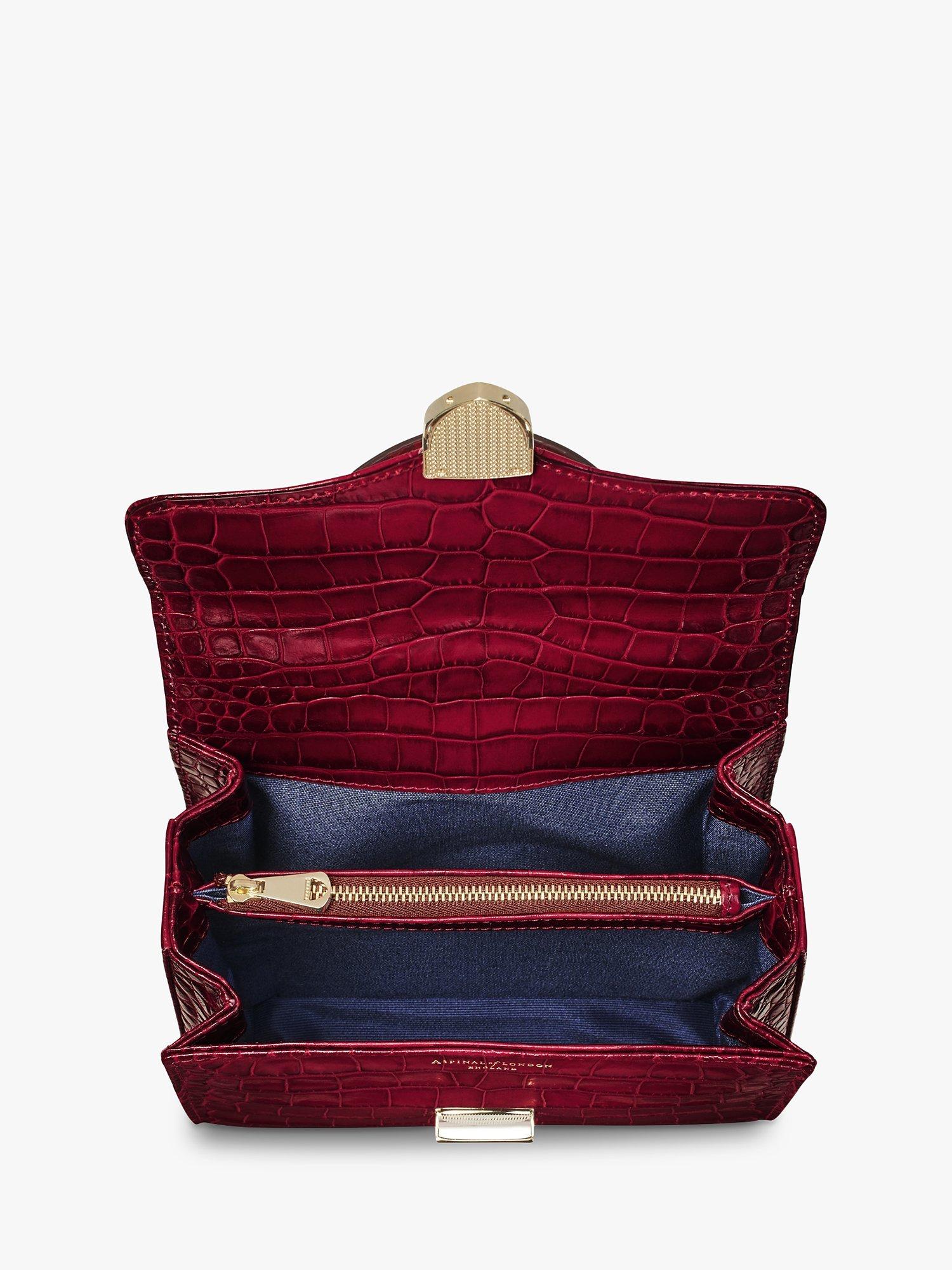 Product image 3 of 4, which shows Aspinal of London Midi Mayfair Croc Effect Leather Cross Body Bag, Cherry