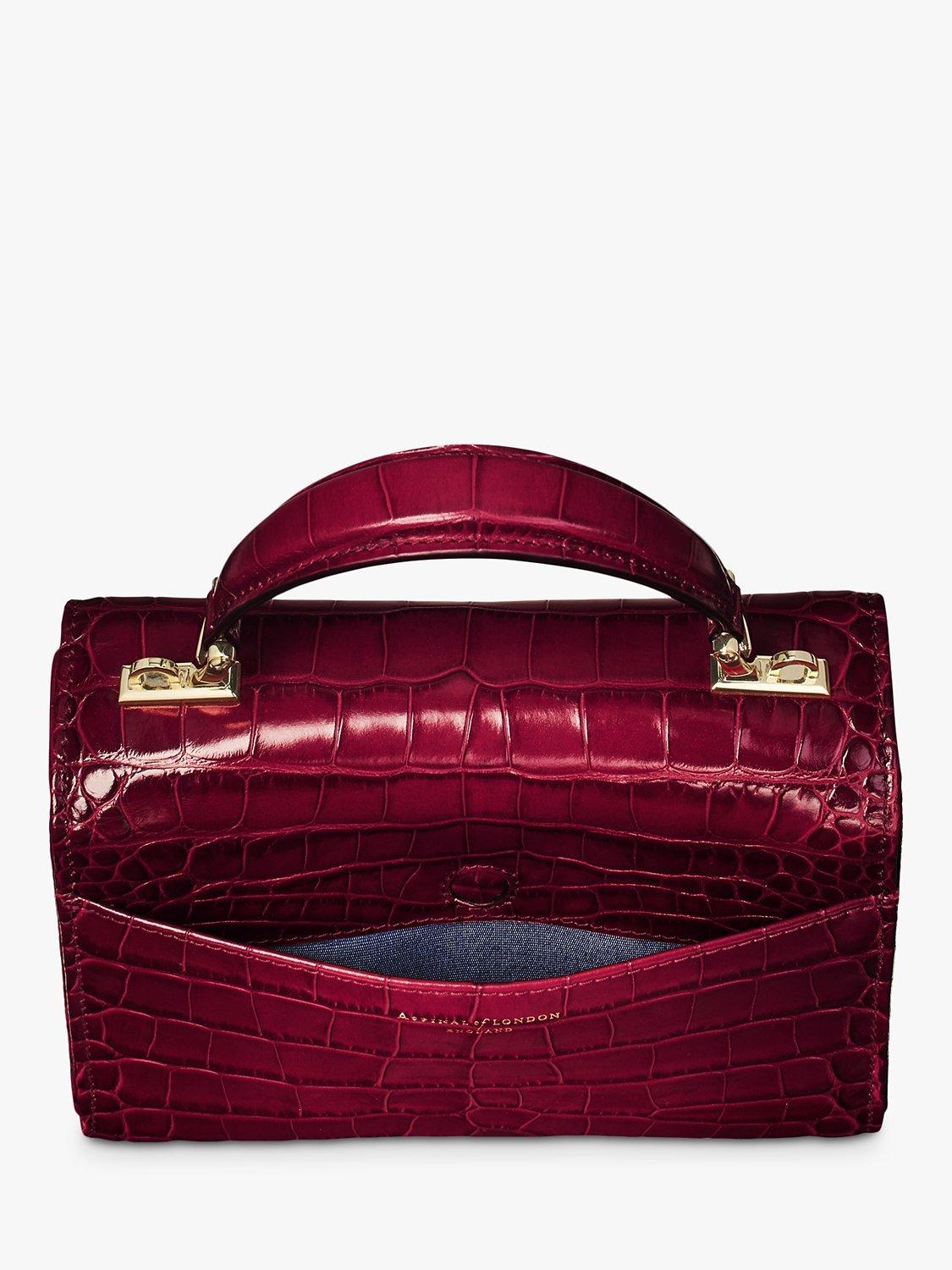 Product image 4 of 4, which shows Aspinal of London Midi Mayfair Croc Effect Leather Cross Body Bag, Cherry