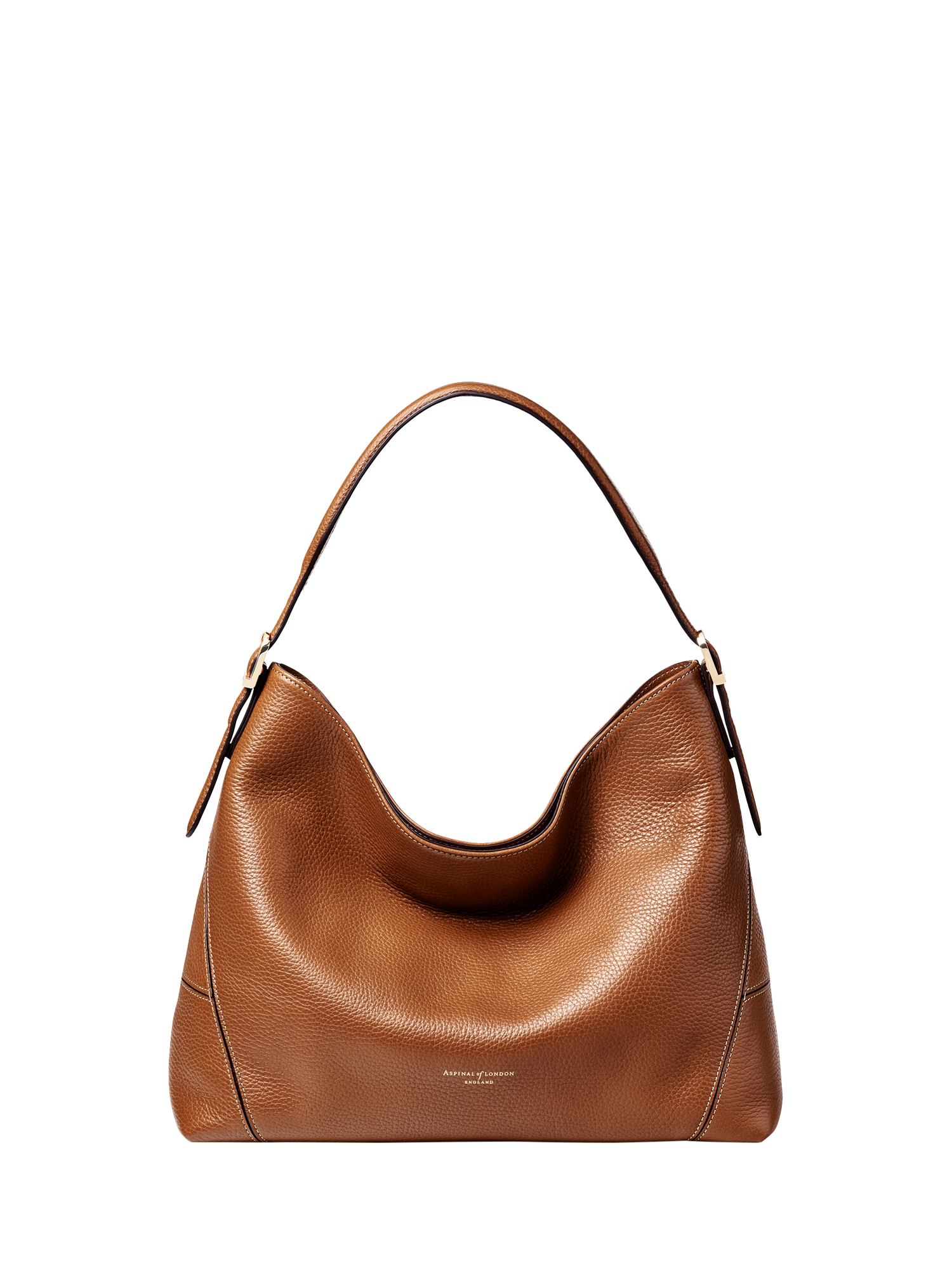 Aspinal of London Pebble Leather Hobo Shoulder Bag, Tan