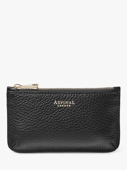 Aspinal of London Ella Pebble Grain Leather Card and Coin Holder - view 2, Black