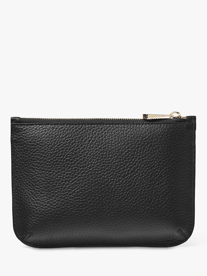 Product image 2 of 4, which shows Aspinal of London Medium Ella Pebble Grain Leather Pouch, Black