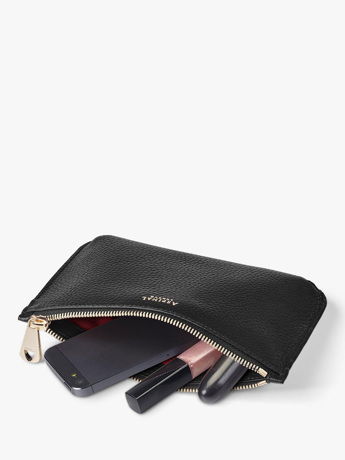 Product image 4 of 4, which shows Aspinal of London Medium Ella Pebble Grain Leather Pouch, Black