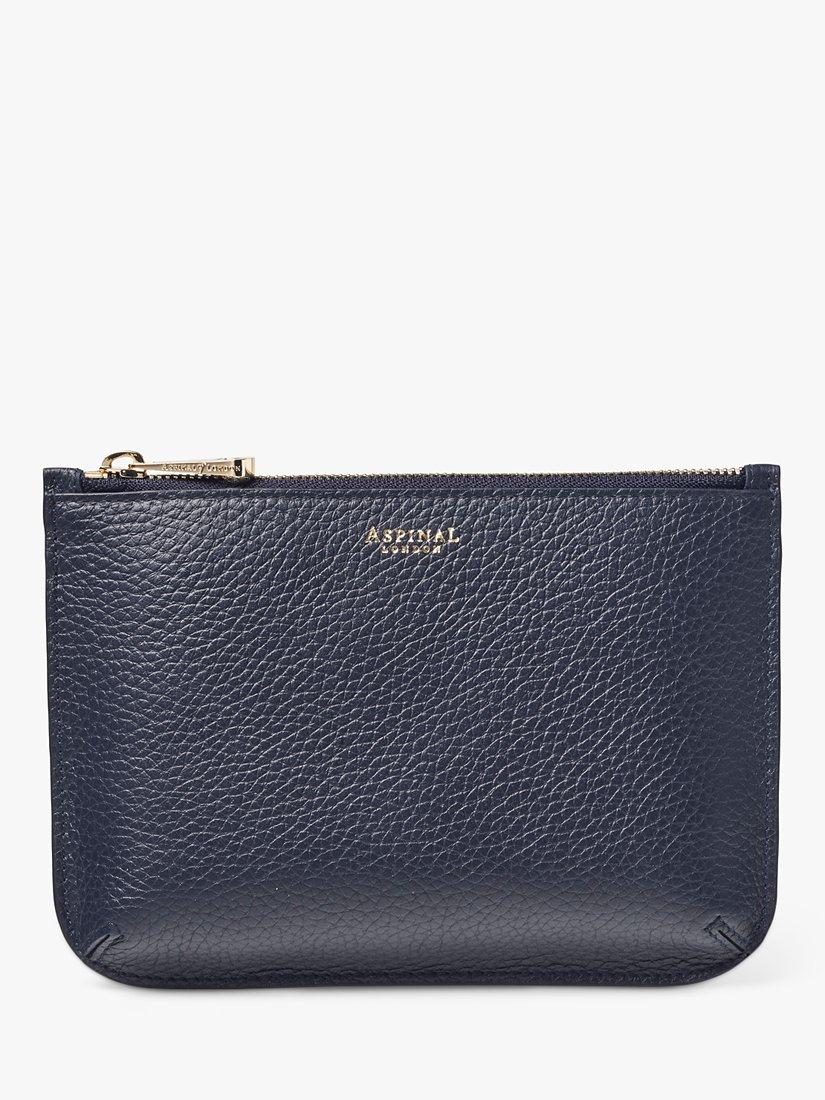 Aspinal of London Medium Ella Pebble Grain Leather Pouch, Navy