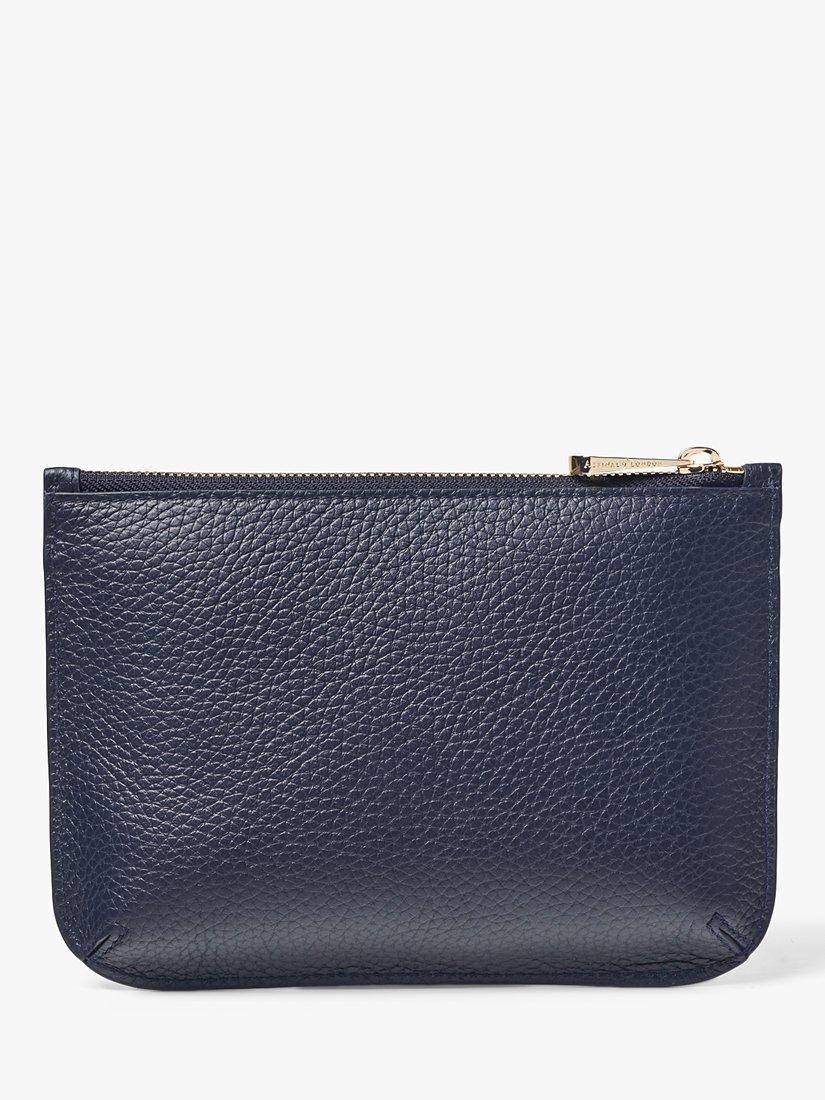 Aspinal of London Medium Ella Pebble Grain Leather Pouch, Navy