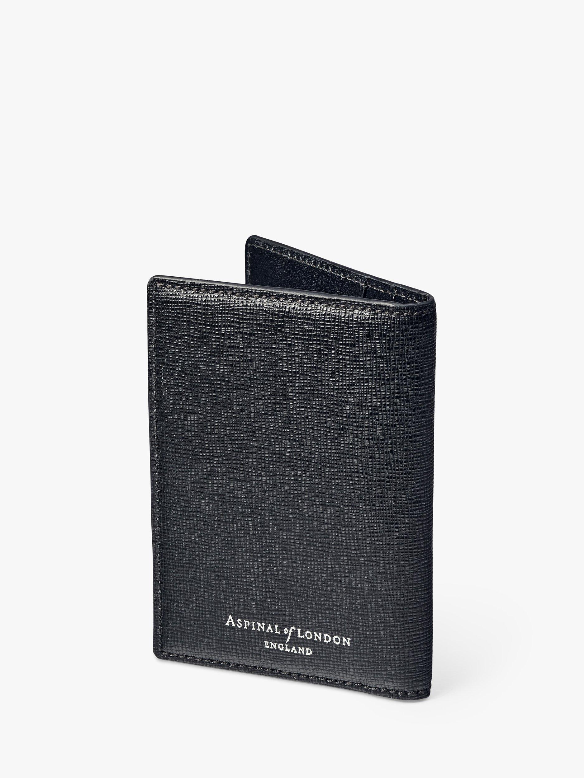 Product image 3 of 5, which shows Aspinal of London Double Fold Leather Credit Card Holder, Black