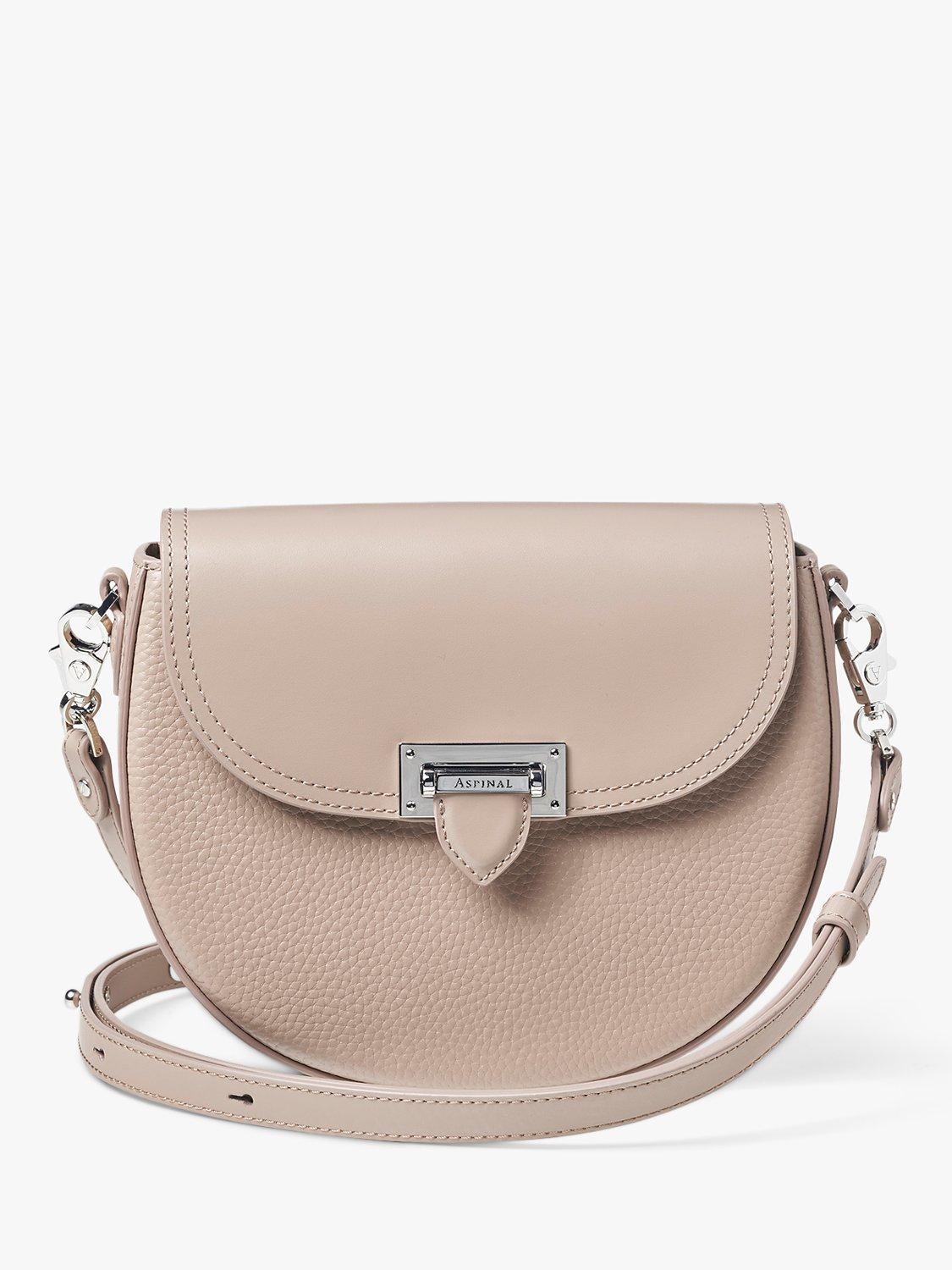 Aspinal of London Portobello Full Grain Leather Saddle Bag, Taupe