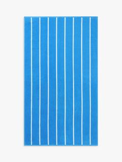 John Lewis Vertical Stripe Beach Towel Tranquil Blue