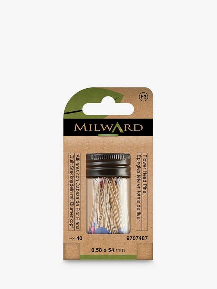 Milward Flat Head Dressmaking Pins, 54mm, Nickel