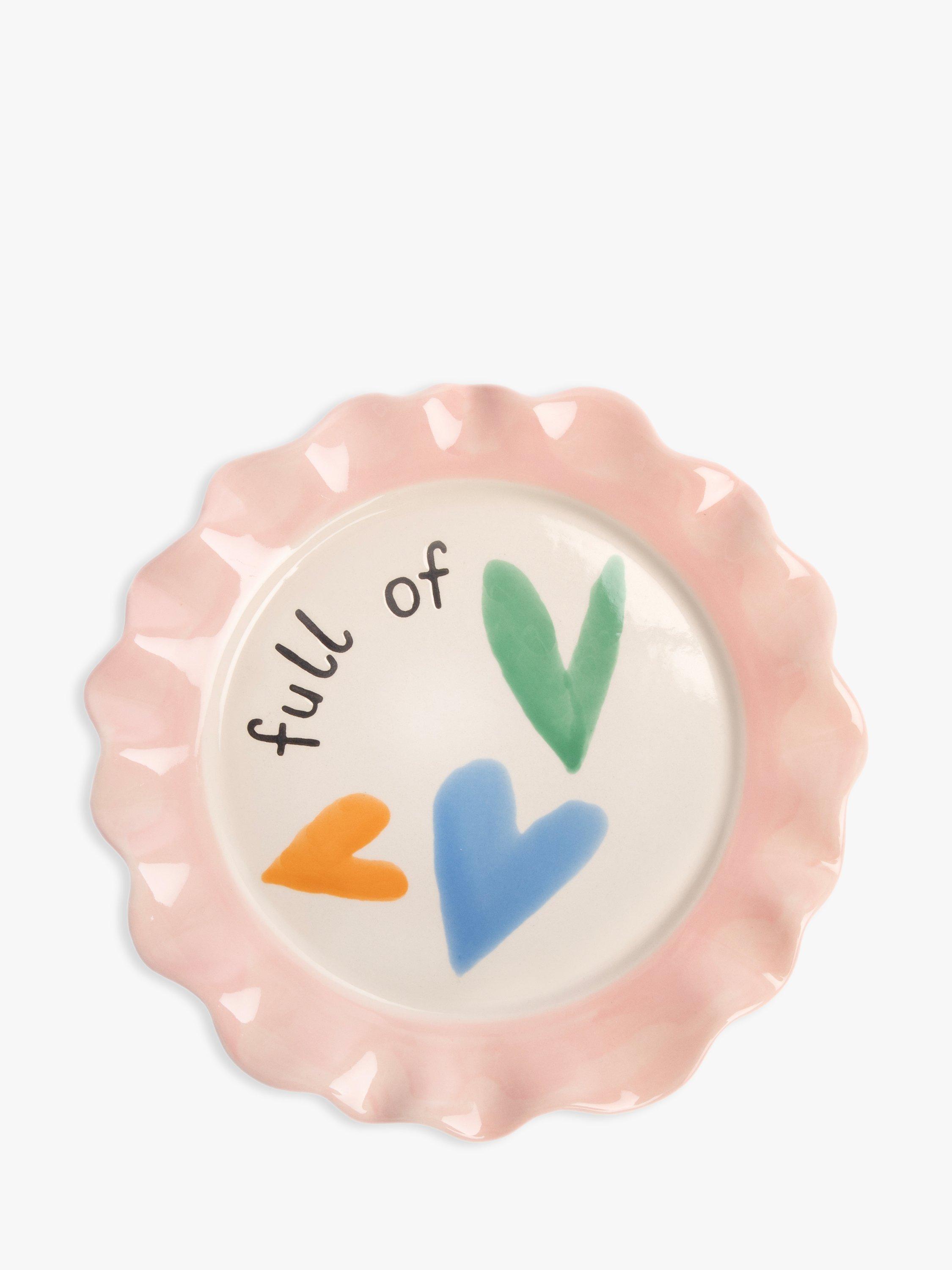 Caroline Gardner Full of Love Hearts Plate, Dia. 23 cm, Multi