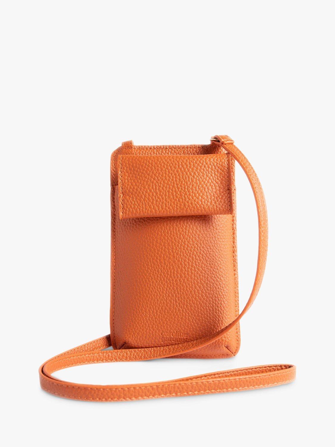 Caroline Gardner Vegan Leather Crossbody Phone Bag, Orange