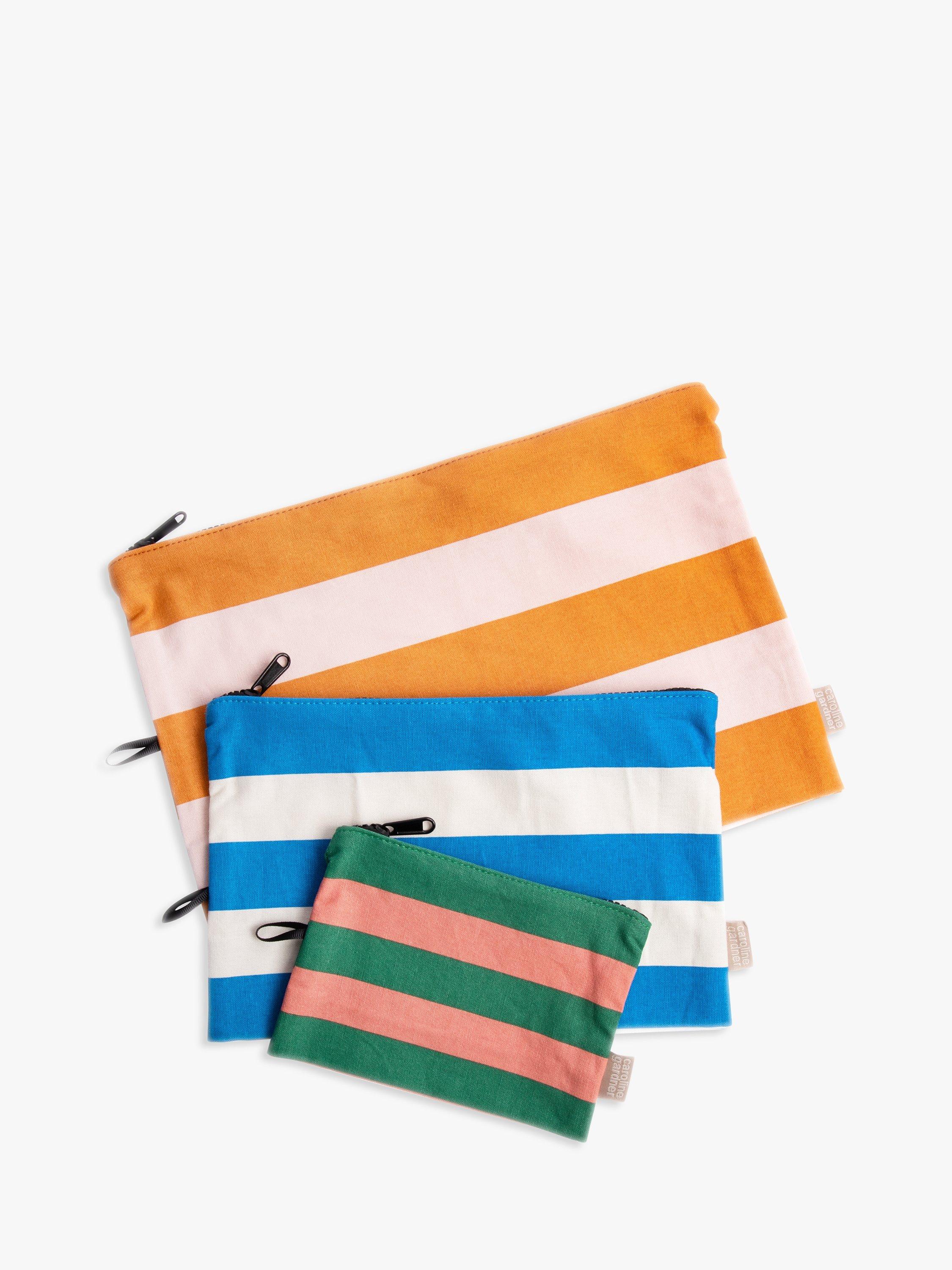 Caroline Gardner Stripe Travel Pouches, Set of 3, Multi