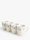 John Lewis ANYDAY Mila Floral Print Porcelain Mug, Set of 4, 350ml, Blue