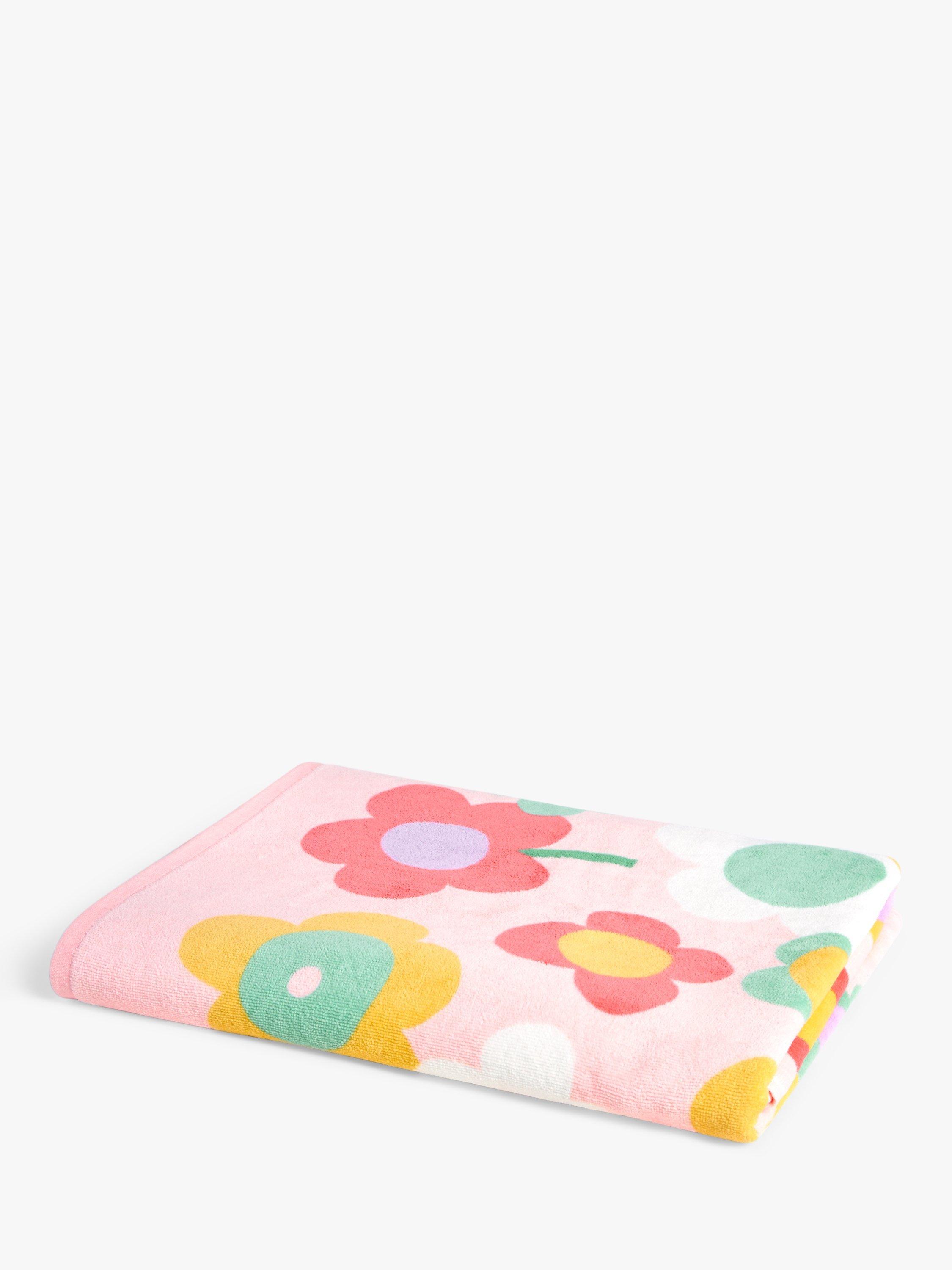 John Lewis ANYDAY Flower Power Beach Towel Powder Pink