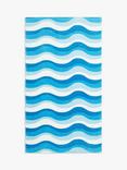 John Lewis ANYDAY Wavy Stripe Beach Towel, Blue