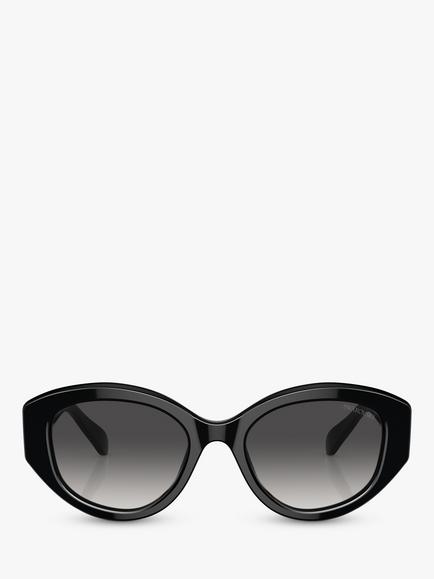Swarovski SK6005 Women's Embellished Irregular Sunglasses, Black/Grey Gradient - view 2, Black/Grey Gradient