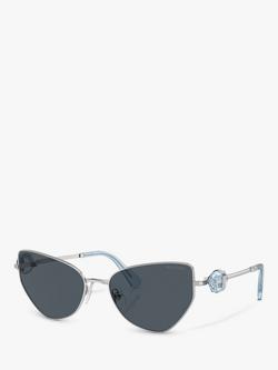 Swarovski SK7003 Women's Irregular Sunglasses, Silver/Grey, Silver/Grey