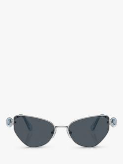 Swarovski SK7003 Women's Irregular Sunglasses, Silver/Grey - view 2, Silver/Grey
