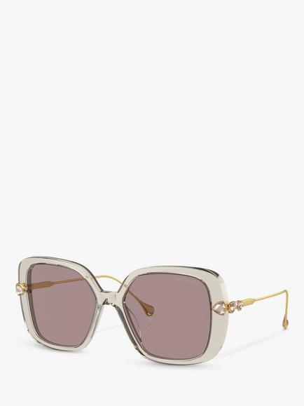 Swarovski SK6011 Women's Square Sunglasses, Transparent Light Brown/Violet