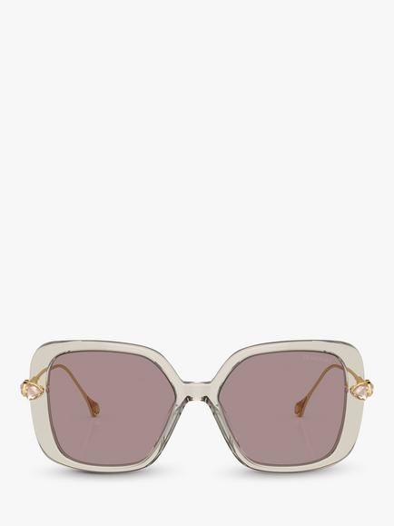 Swarovski SK6011 Women's Square Sunglasses - view 2, Transparent Light Brown/Violet