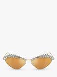 Swarovski SK7009 Women's Crystal Cat's Eye Sunglasses, Pale Gold/Mirror Orange, Pale Gold/Mirror Orange