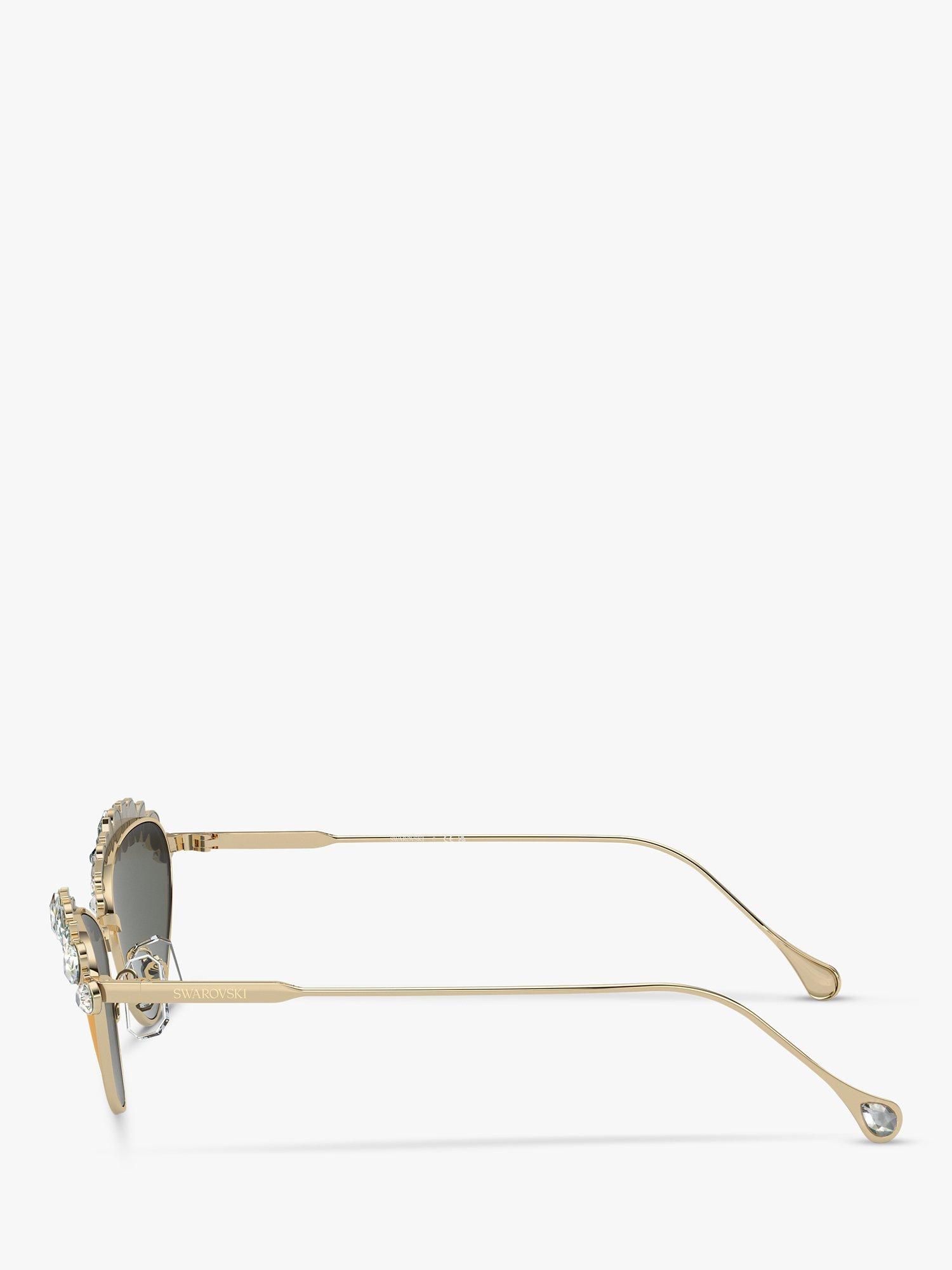 Product image 3 of 5, which shows Swarovski SK7009 Women's Crystal Cat's Eye Sunglasses, Pale Gold/Mirror Orange