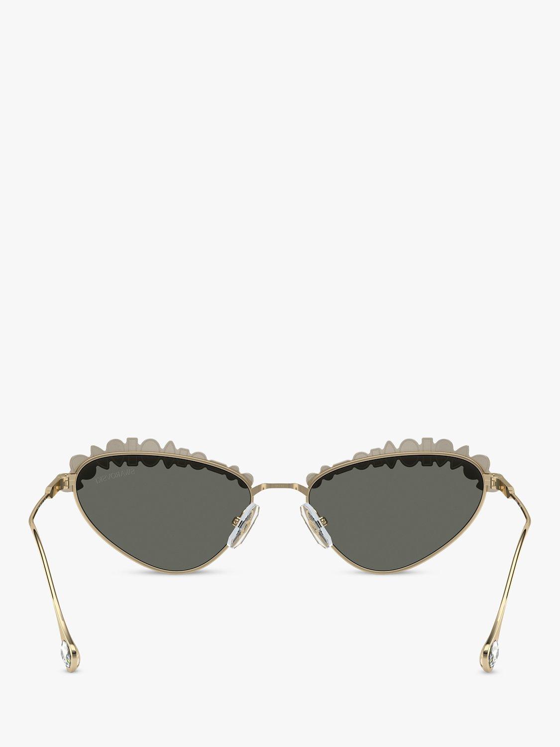 Product image 4 of 5, which shows Swarovski SK7009 Women's Crystal Cat's Eye Sunglasses, Pale Gold/Mirror Orange