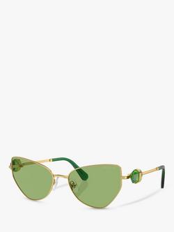 Swarovski SK7003 Women's Irregular Butterfly Sunglasses, Gold/Green, Gold/Green