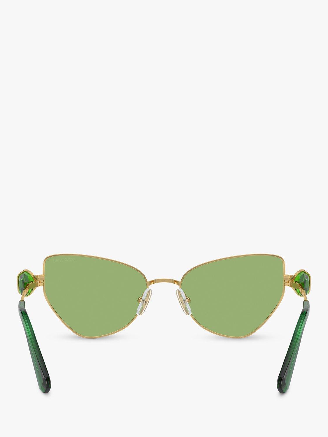 Product image 4 of 5, which shows Swarovski SK7003 Women's Irregular Butterfly Sunglasses, Gold/Green