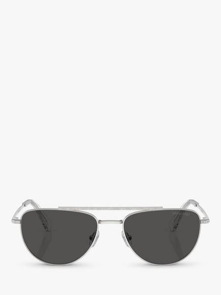 Swarovski SK7007 Women's Irregular Sunglasses, Silver/Grey - view 2, Silver/Grey