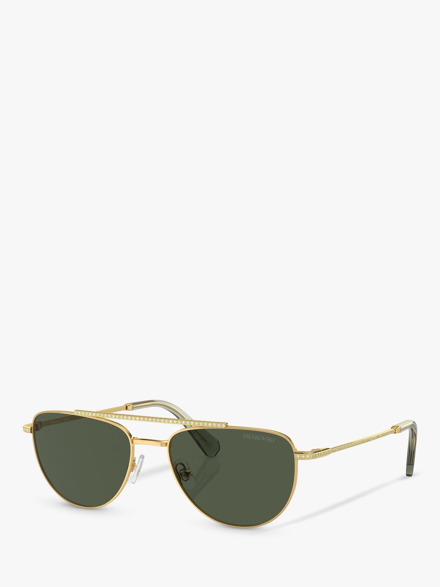 Product image 1 of 5, which shows Swarovski SK7007 Women's Irregular Sunglasses, Gold/Green