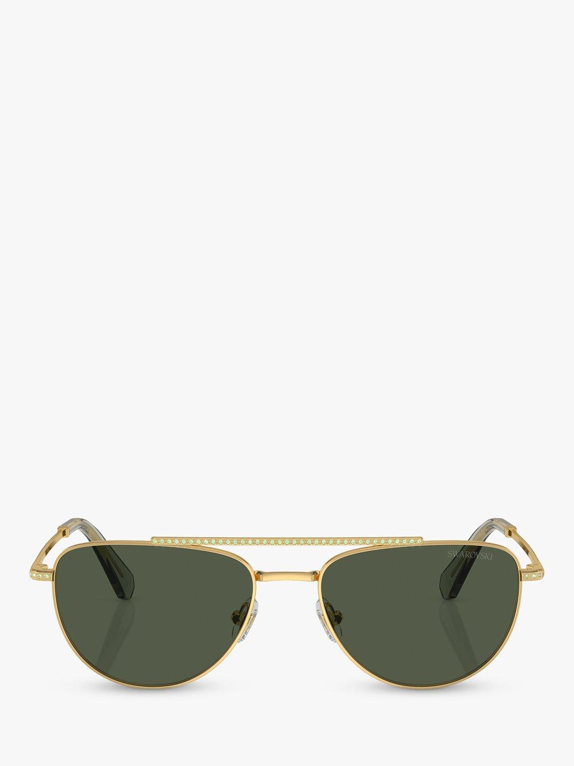 Product image 2 of 5, which shows Swarovski SK7007 Women's Irregular Sunglasses, Gold/Green