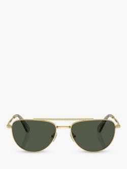 Swarovski SK7007 Women's Irregular Sunglasses, Gold/Green - view 2, Gold/Green