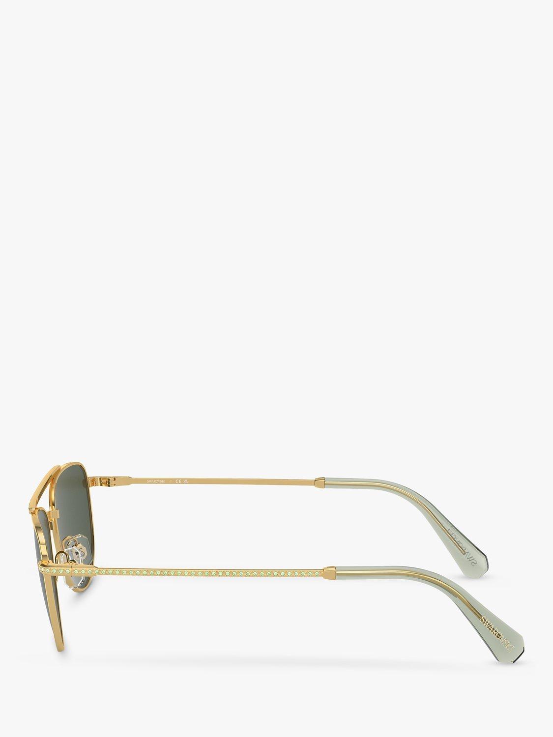 Product image 3 of 5, which shows Swarovski SK7007 Women's Irregular Sunglasses, Gold/Green