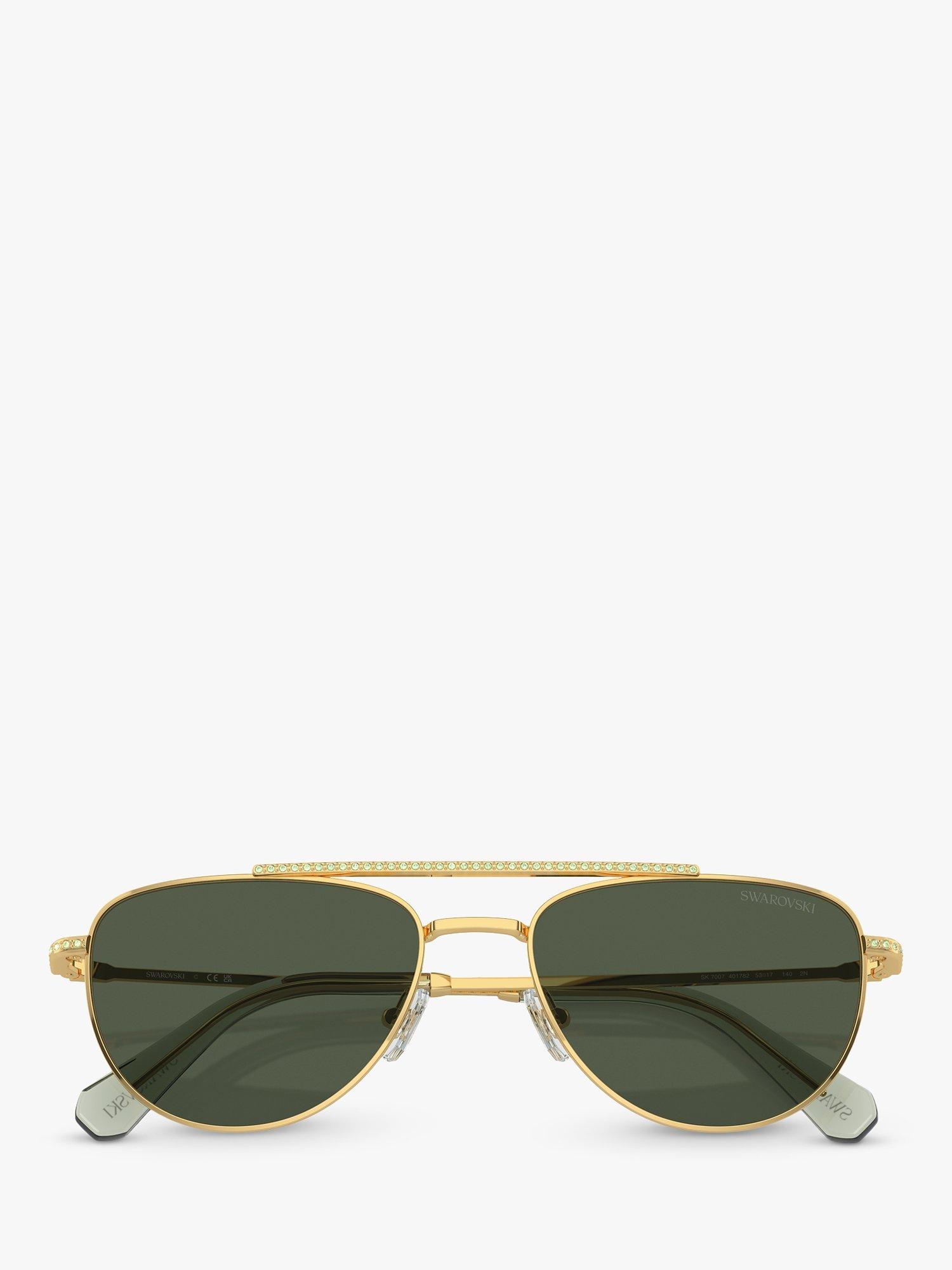 Product image 5 of 5, which shows Swarovski SK7007 Women's Irregular Sunglasses, Gold/Green