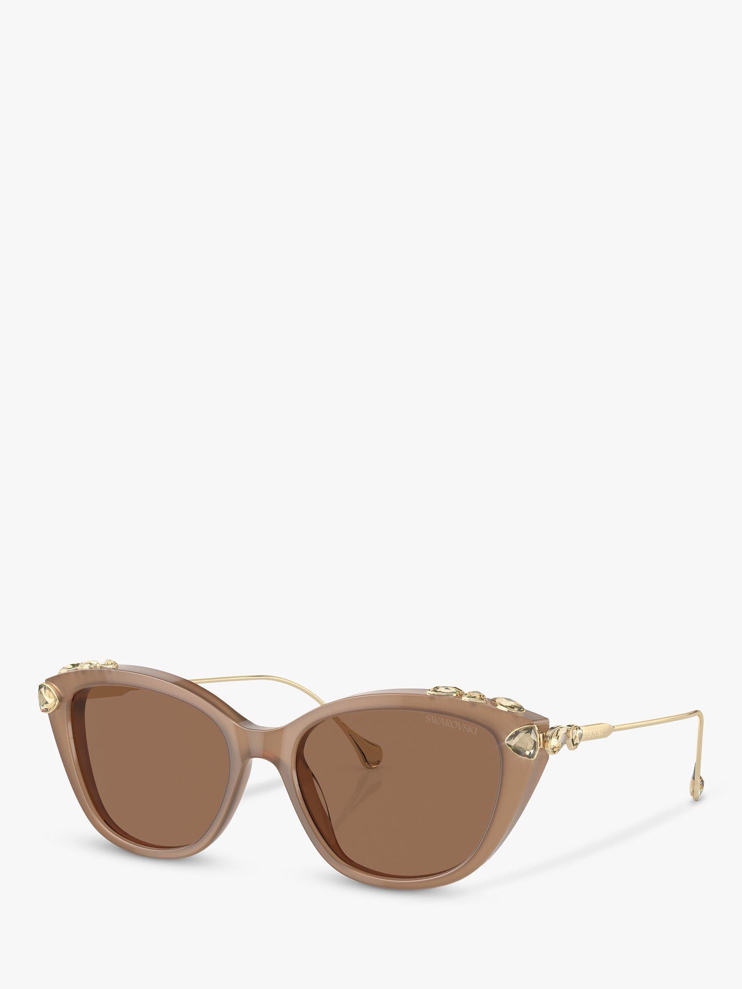 Product image 1 of 5, which shows Swarovski SK6010 Women's Cat's Eye Sunglasses, Opal Beige/Bronze