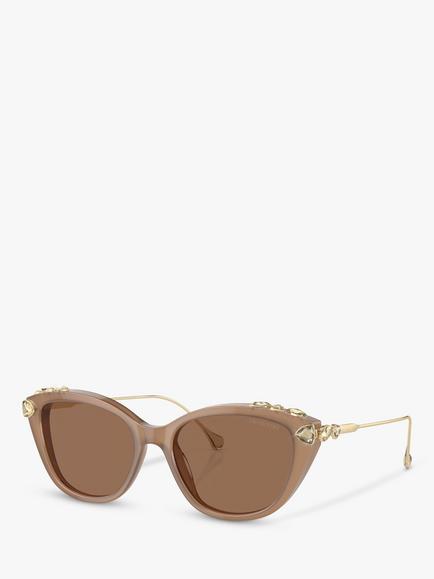 Swarovski SK6010 Women's Cat's Eye Sunglasses, Opal Beige/Bronze, Opal Beige/Bronze