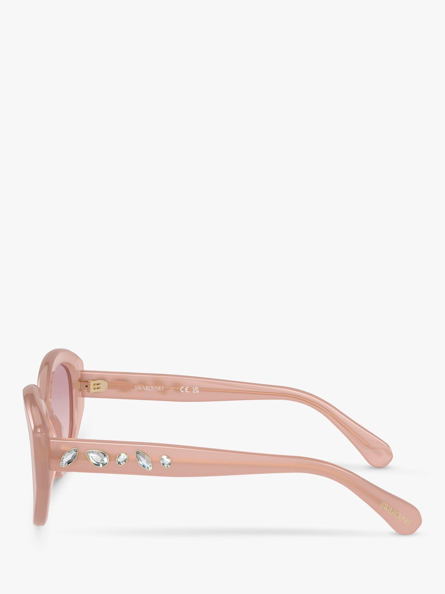 Product image 3 of 5, which shows Swarovski SK6005 Women's Embellished Irregular Sunglasses, Pink Opal/Pink Gradient